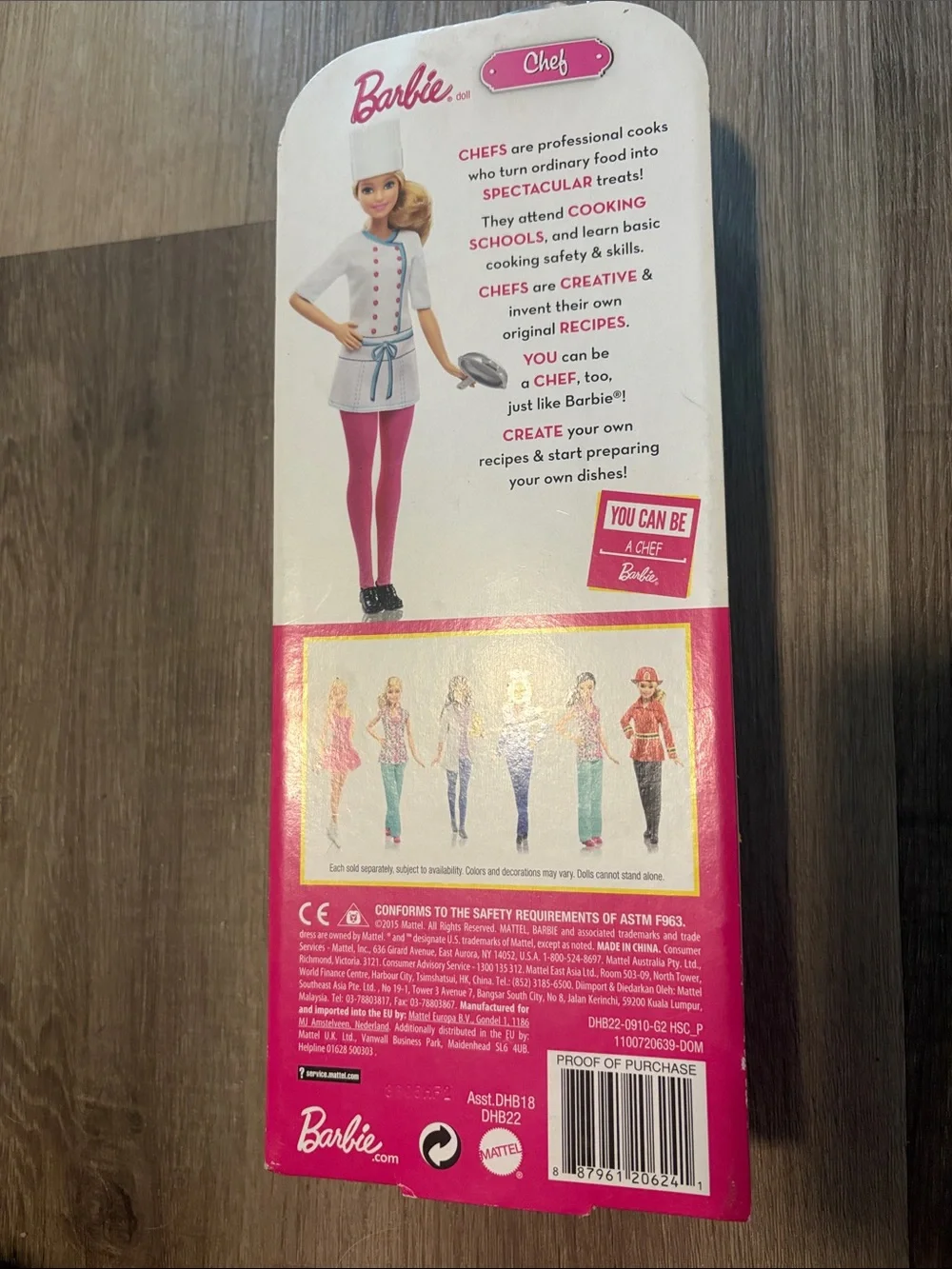 Barbie Chef Doll in White Chef Outfit with Pink Tights and Hat